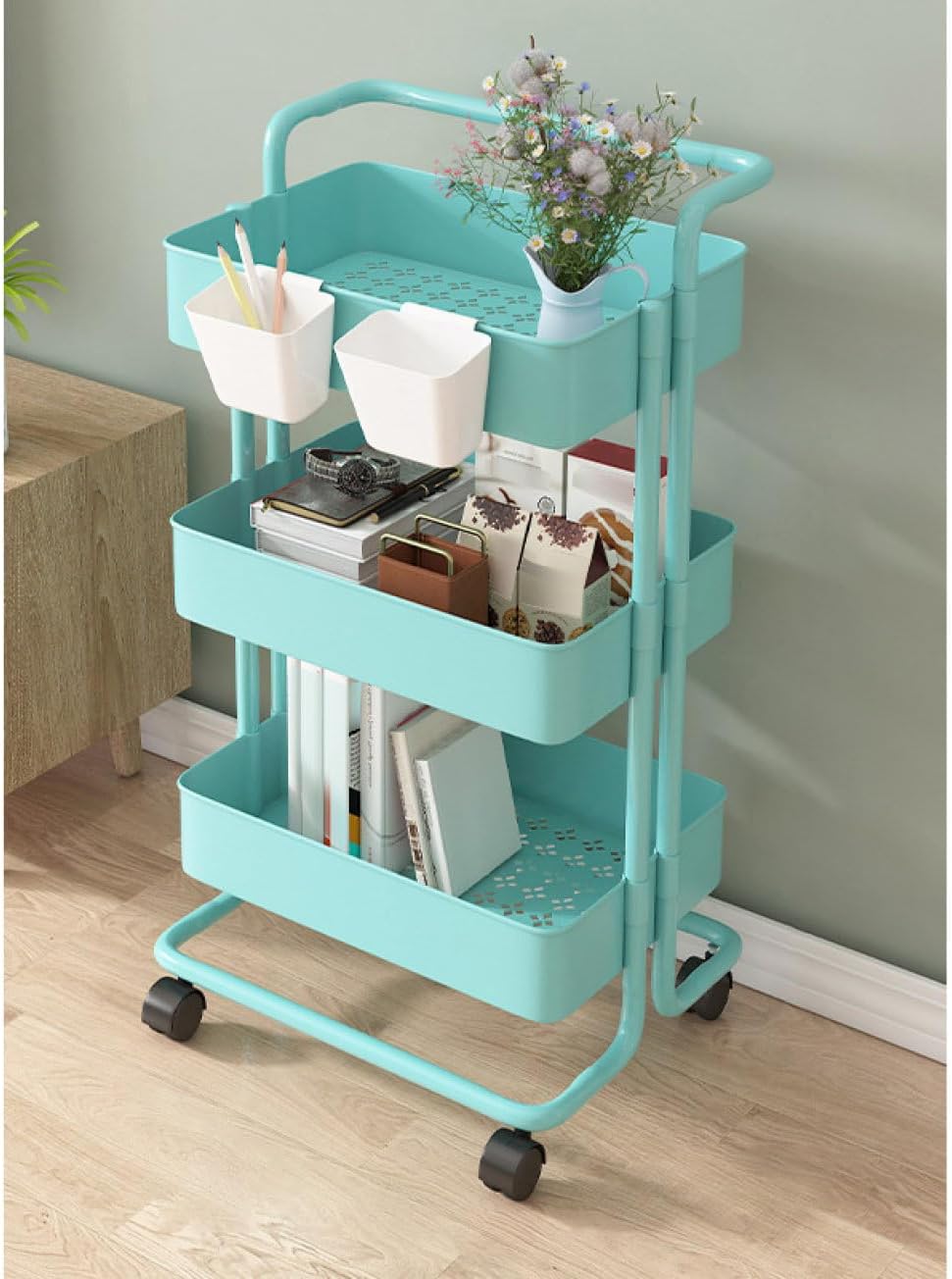 キッチンワゴン ワゴン キャスター付き 収納ラック ラック 収納棚 組み立て ワゴン 収納 スチール サイ..