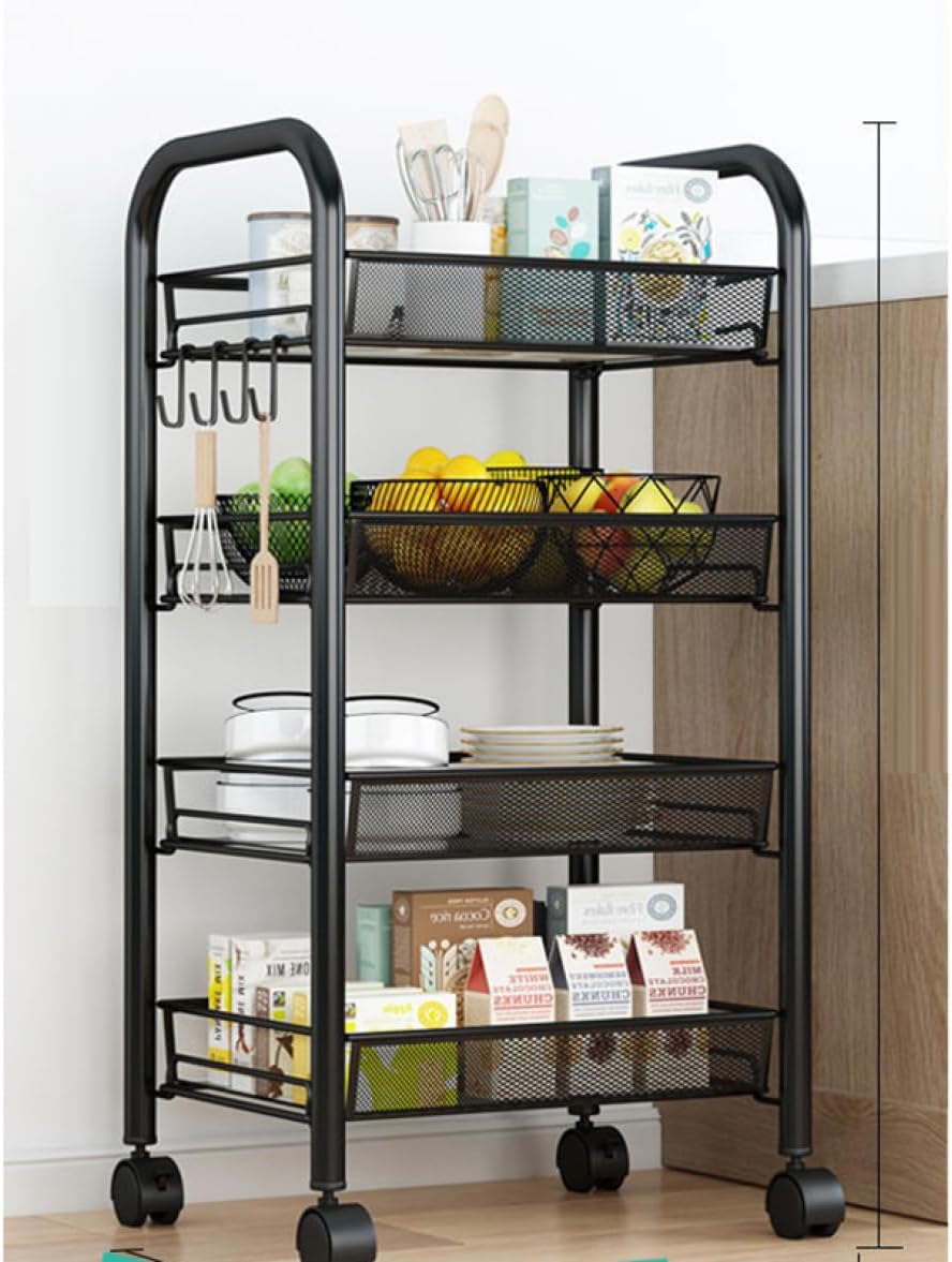 キッチンワゴン キャスター付きワゴン スリム 組立簡単 移動式 多機能 防錆 キッチンワゴン スリム キッチンワゴン キャスター付き カラー2 小物 調味料 食品 バス用品 隙間収納 収納ラック キッ