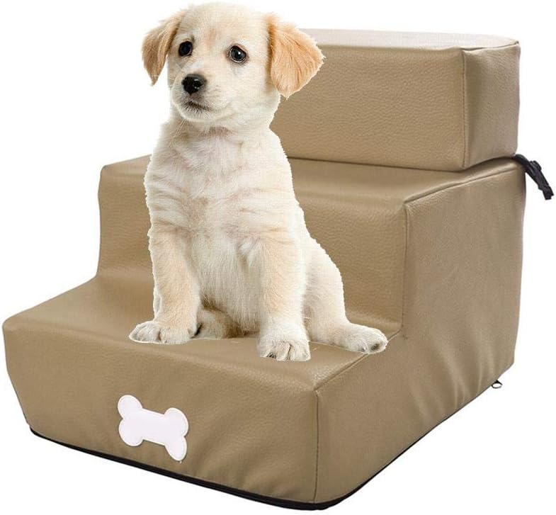 ペットステップ 犬踏み台 2段 ミニタイプ 小型犬 犬用ステップ 犬 ステップ 踏み台 犬用 階段 アオハウオ(AWHAO) わんちゃんステップ 3段 PUレザー 洗えるカバー お手入れ簡単 取り外し