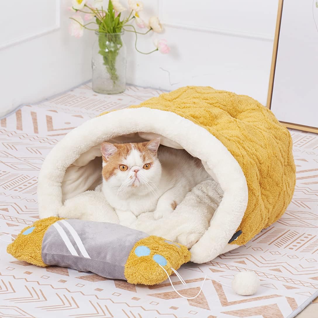 猫のベッド 猫ハウス ペットベッド ペット用寝袋 おしゃれ 可愛い 暖かい ドーム型 柔らかい ふわふわ キャットハウス ハウス 小型犬用 ネコ 猫屋 室内用 保温防寒 寒さ対策 洗える 滑り止め ペ