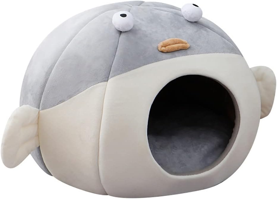 猫のベッド ドーム型 暖かい ふわふわ フグ型 かわいい 小型犬 多機能 冬用 洗える 室内用 猫ハウス お..