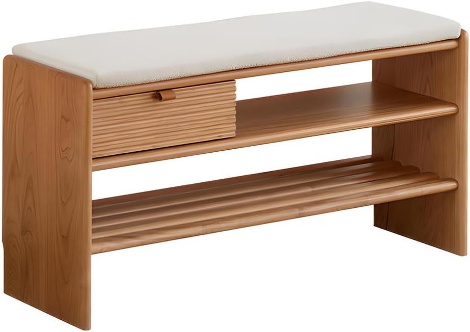 玄関ベンチ 木製 玄関 椅子 シューズボックス 大容量 シューズラック スリム 靴箱 北米産木材 収納 シ..