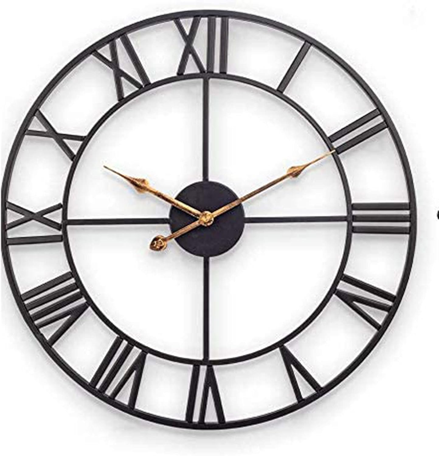壁掛け時計大きな金属、静かなカチカチ音をたてないヴィンテージレトロスタイルのローマ数字の壁掛け時計、リビングルームガーデンベッドルームキッチンオフィスラウンジホテルの装飾ギフト 50CM