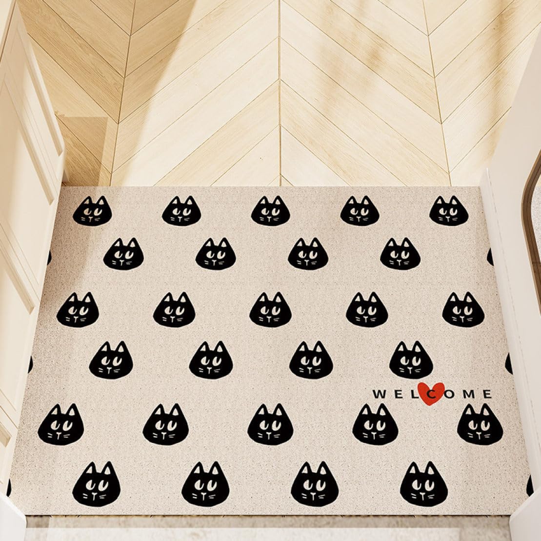 玄関マット ドアマット 犬柄 ウェルカムキャット カラー5 レターキャット 屋外 40*60cm 動物 猫柄 ins..