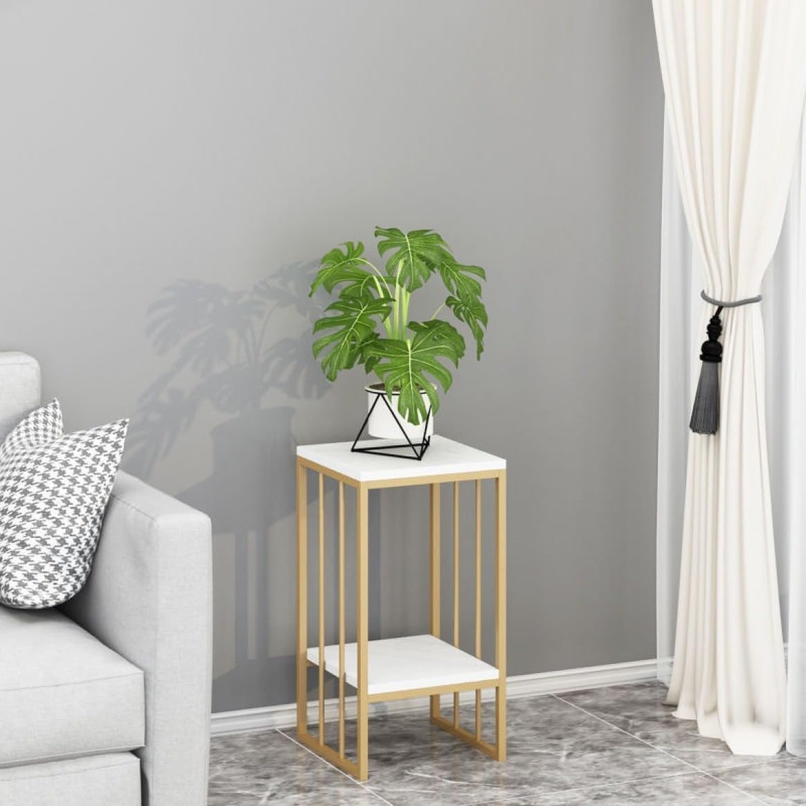 フラワースタンド 2段 花台 アイアン 55*30cm 観葉植物 台 家装飾 室内 屋外 プランタースタンド フラワーラック 植木鉢台 スタンド 取り付け簡単 園芸ラック 丸形 プランター 屋内屋外対