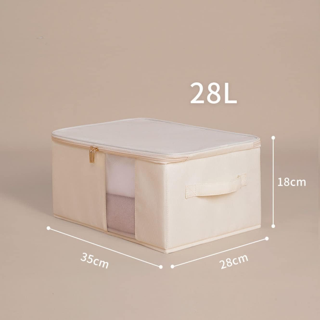 GOTO funny 楽天市場店の衣類収納ボックス 収納ケース ベージュ ふた付き 折り畳み 防塵 大容量 おしゃれ 衣類 おもちゃ収納 書類収納 S 収納ボックス 靴下パンツ収納 取っ手付き 蓋付き収納ボックス 衣装ケース クローゼ｜アングル2