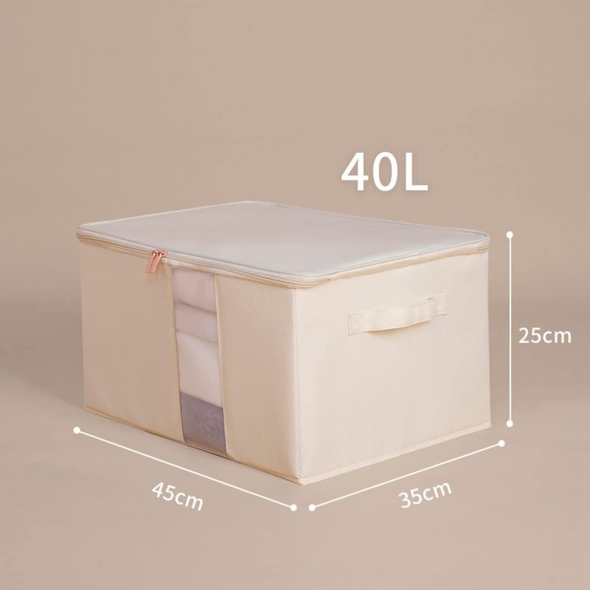 GOTO funny 楽天市場店の衣類収納ボックス 収納ケース ベージュ ふた付き 折り畳み 防塵 大容量 おしゃれ 衣類 おもちゃ収納 書類収納 S 収納ボックス 靴下パンツ収納 取っ手付き 蓋付き収納ボックス 衣装ケース クローゼ｜アングル3