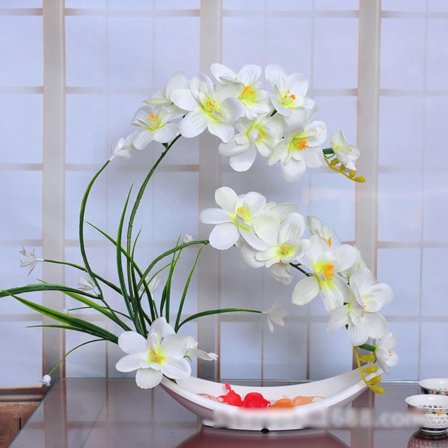 フェイクフラワー 胡蝶蘭 造花 卓上 花束 造花セット ブーケ アートフラワー 枯れない花 鉢植え 盆栽 ..