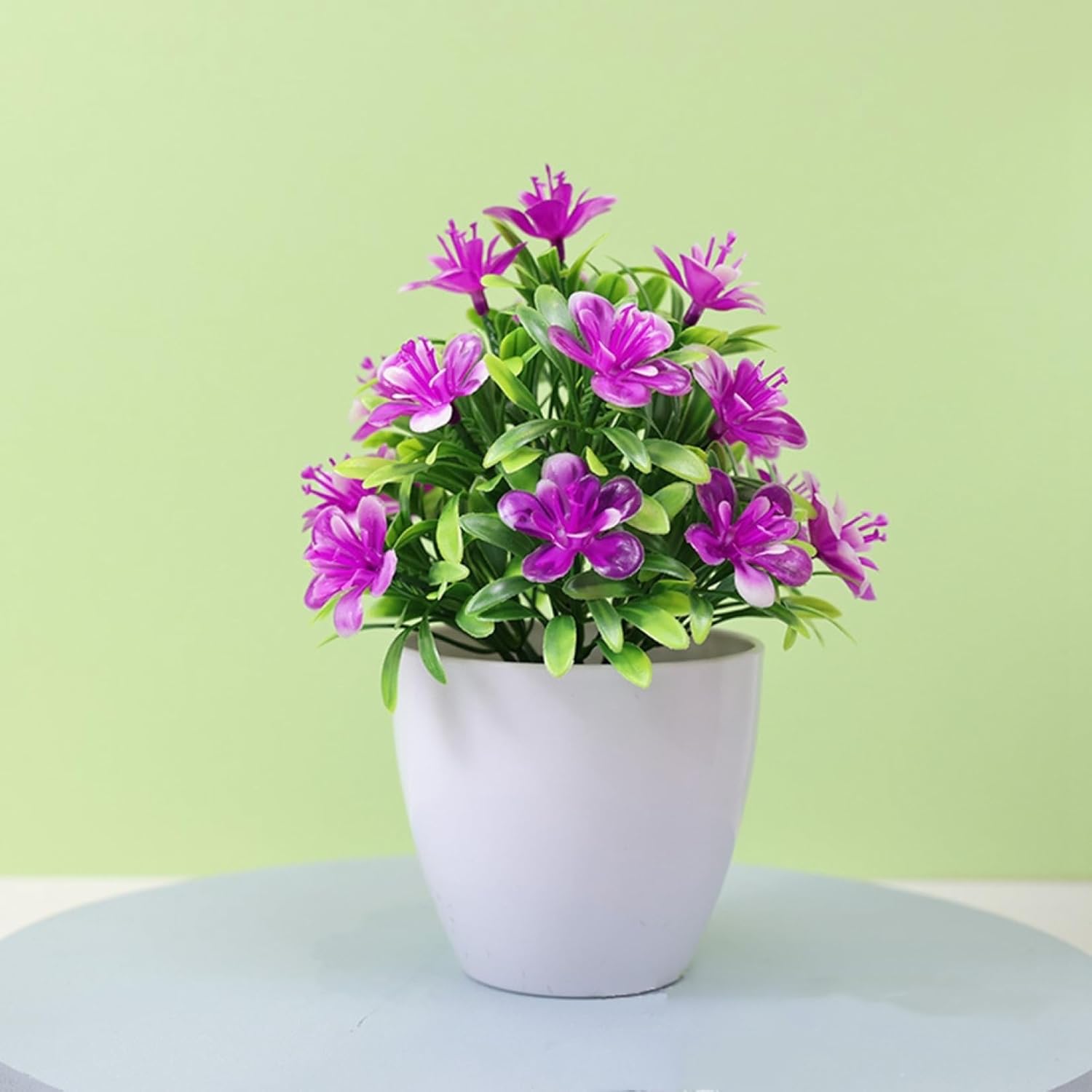 フェイクグリーン 人工観葉植物 卓上 プラスチック製 鉢植え 室内 盆栽 インテリア オフィス 店舗 装飾 置物 枯れない 人工樹木 開店祝い 新築祝い ホワイト 2個セット