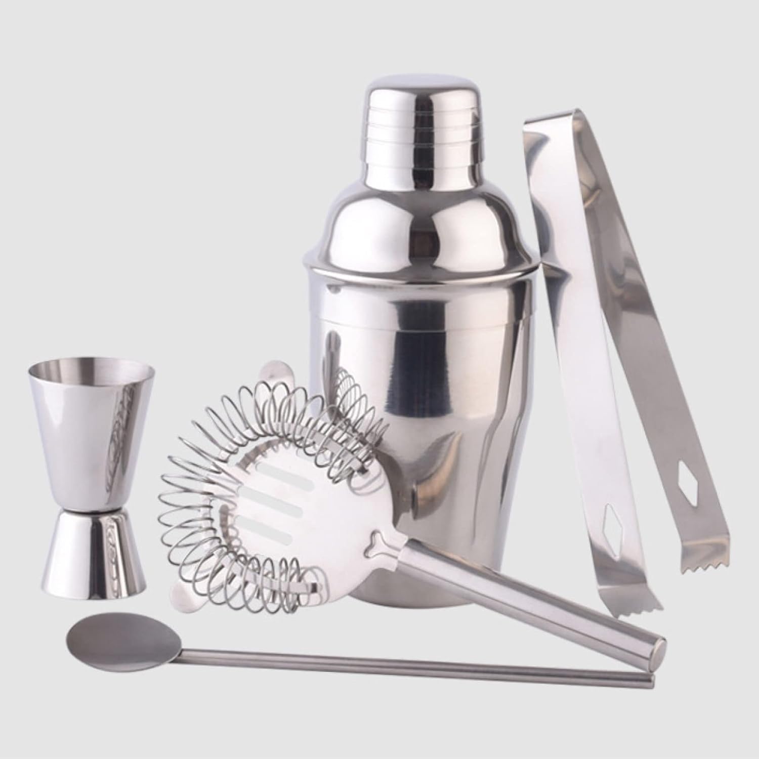 カクテルシェーカー 5点セット バーテンダー スノー カップ バーウェアツールセット マティーニ カクテル ステンレス製 最高ツール パーティーグッズ バーセット シェーカー 多用性 お酒 業務用 自