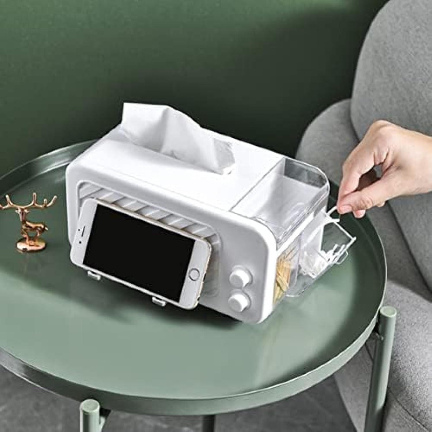 テレビ型 ペーパーケース ホワイト 多機能 クリエイティブ リビング ティッシュ収納 スプリング内蔵 テ..