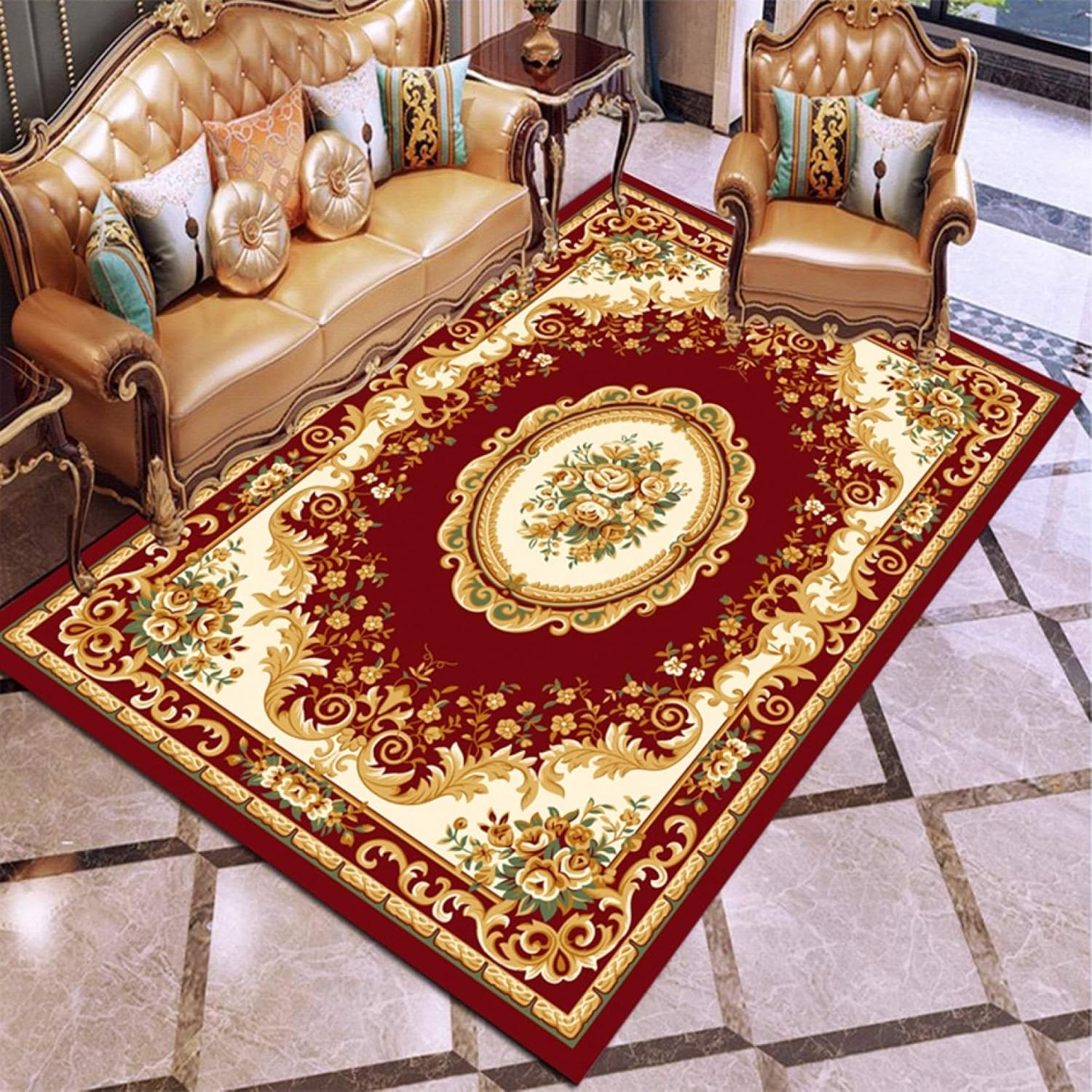 洗える ラグ デザイン カーペット アンティーク 花柄 クラシック じゅうたん 床暖房対応 ホットカーペットカバー対応 160*230cm カーペットラグ じゅうたん 絨毯 レトロ 花模様 ペルシャ絨