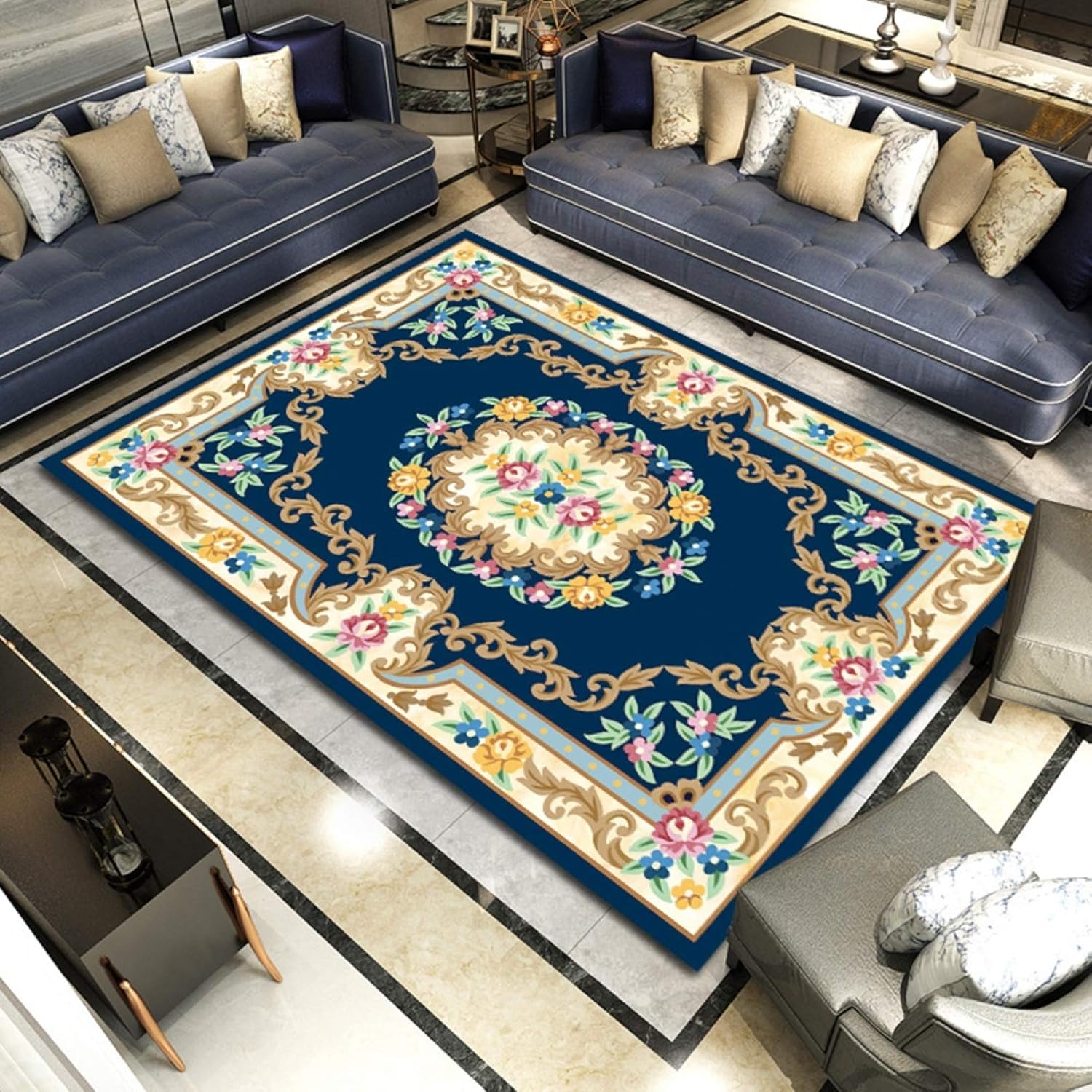 樂天商城 - アンティークラグマット 長方形ラグ 洗えるマット 花柄 フラワー柄 滑り止め 床暖房 北欧 手洗い可能 200*300cm 洋風マット 絨毯 1年中使えるタイプ クラシック 快適 オールシーズン リビ