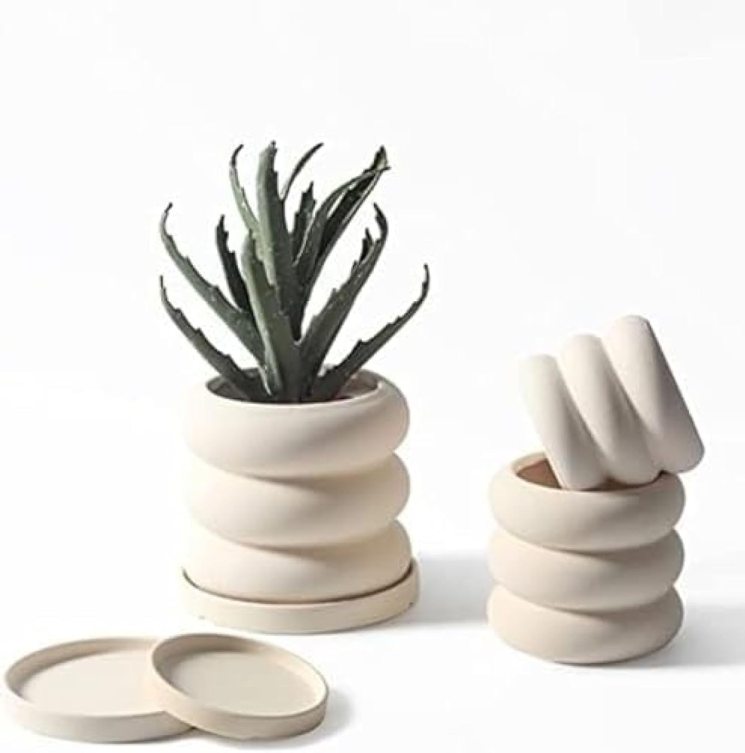 植木鉢 セラミック プランター ドーナツ形 口径8cm 10cm 12cm 置物 陶器 シンプル ...