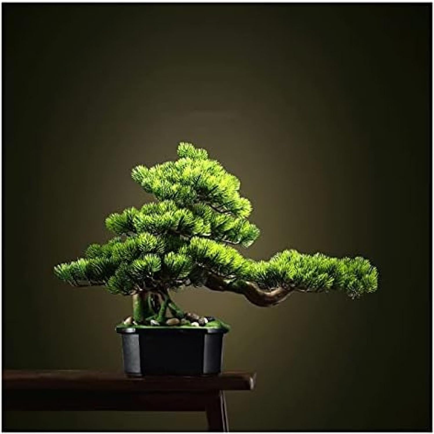 人工盆栽 16インチ人工盆栽松の木、禅ガーデンの装飾のための鉢植えの人工家の植物（クリーニングブラ..