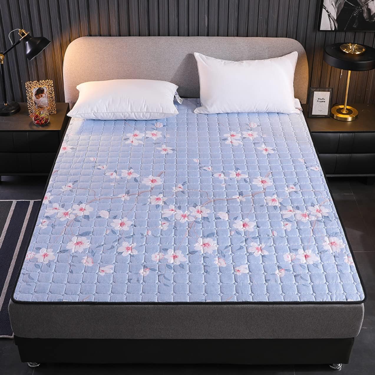 ベッドパッド 花柄 洗える オールシーズン 防ダニ 抗菌防臭加工 ピーチスキン加工 敷パッド 寝汗吸収 吸湿 キルティング 抗菌 防臭 防ダニ 綿入り 自宅の洗濯機で洗える ベッドパッド 90X200