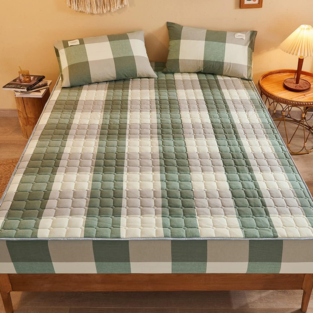 ボックスシーツ キルティング マットレス ベッドカバー カラーb 中綿入り マイクロファイバー 冬用 吸..