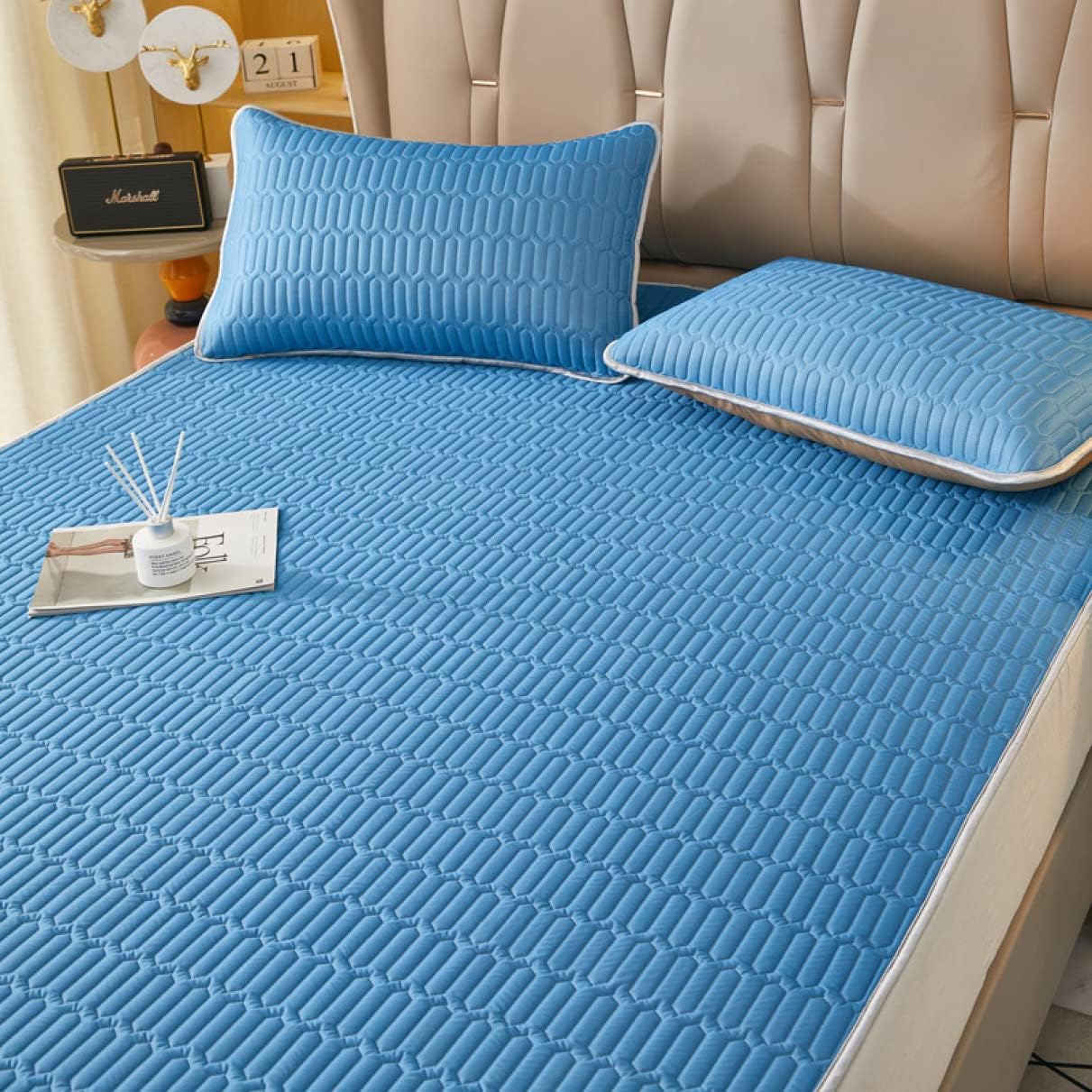 敷きパッド シングル 春夏 洗える 敷パッド 布団カバー シングル ブルー 抗菌防臭 吸放湿 涼感 防臭 吸..