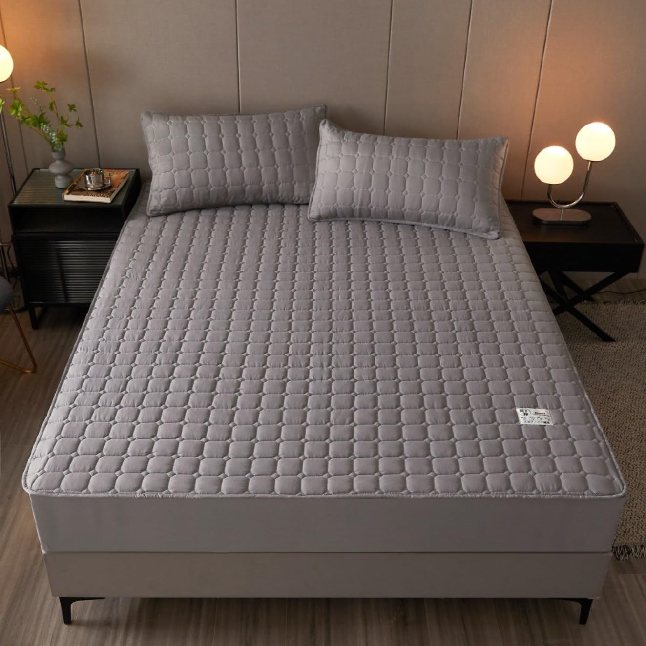 敷きパッド ボックスシーツ 一体型 マットレス 花柄 敷き布団 兼用 綿100% ファミリーサイズ 120*200cm..