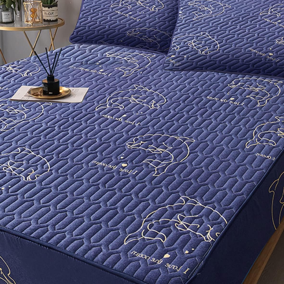 ボックスシーツ 冬 150*200 シングル キルティング 全周ゴム付き あったか タオル地 パッド一体型ボッ..