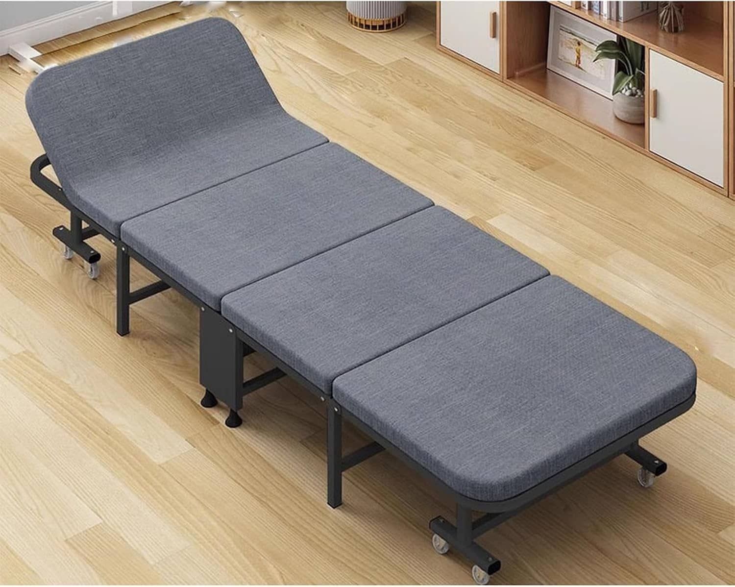 折りたたみベッド シングル オフィス昼寝 家庭用 60CM 大人用 コンパクト 簡単収納 持ち運び便利 ブラック 高耐久 快適サポート 省スペース 変形にくい 軽量 簡単収納 キャスター付き 完成品
