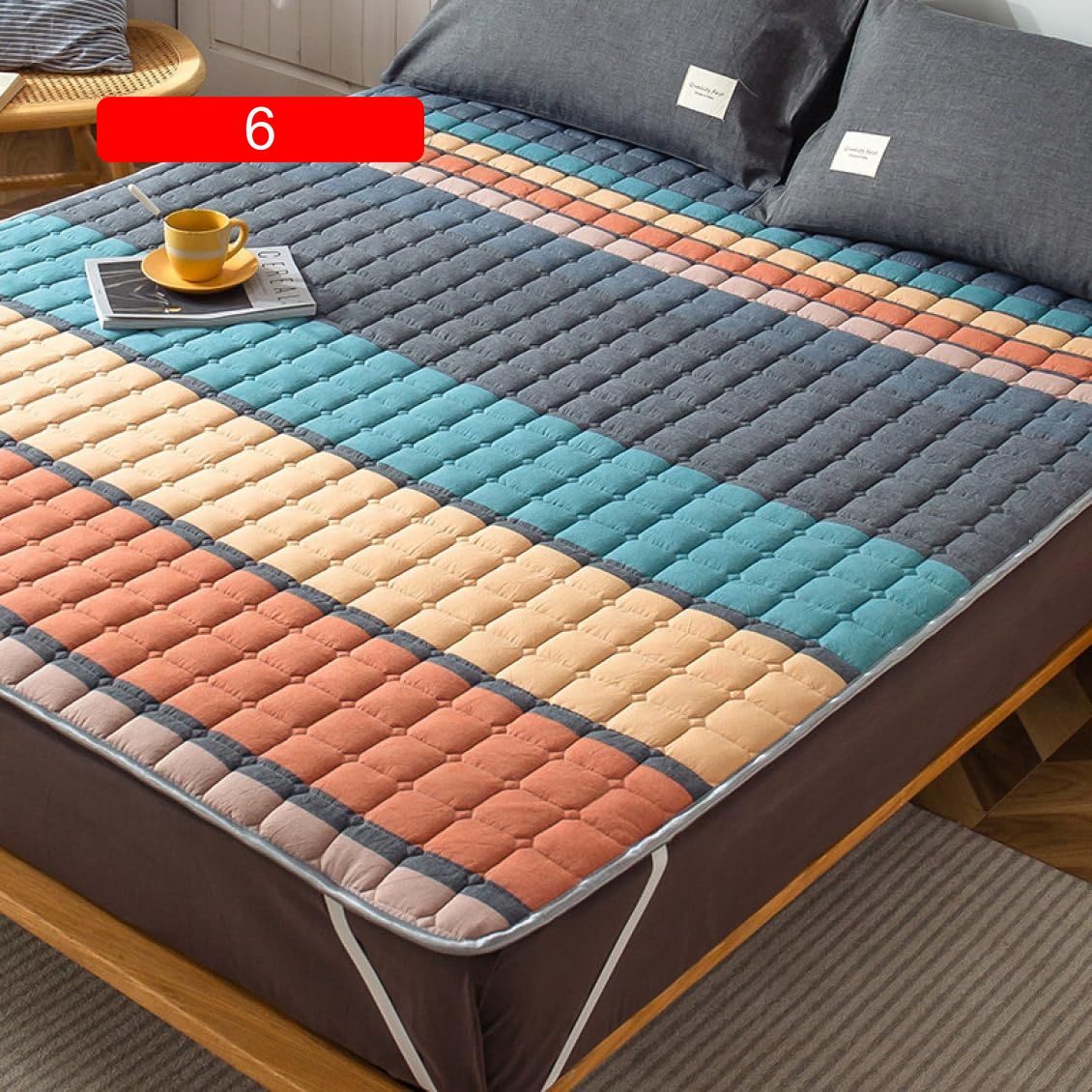 敷きパッド 綿100% 120x200cm 丸洗いできる シングル オールシーズン ベッドパッド 汗取り敷きパッド おしゃれ 快適敷きパッド さらさら 6 敷パッド しきぱっと 洗える 吸湿性 放熱性 [2]