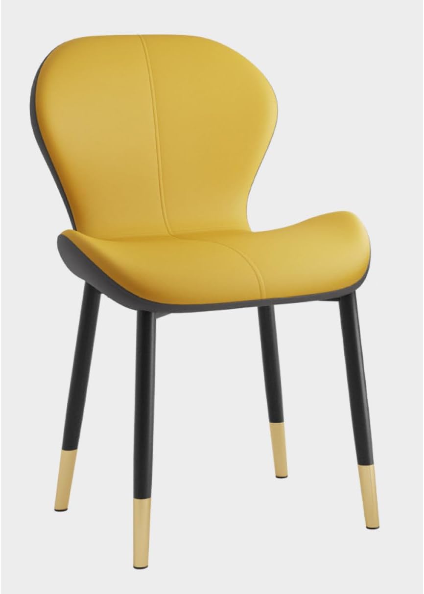 ダイニングチェア 1脚 モダン シンプル アイアン脚 イエロー1 チェア リビングチェア レザー PUレザー デザイナーズチェア カフェ風 ダイニング 48*38*76 イス 椅子 いす スタイリッシ