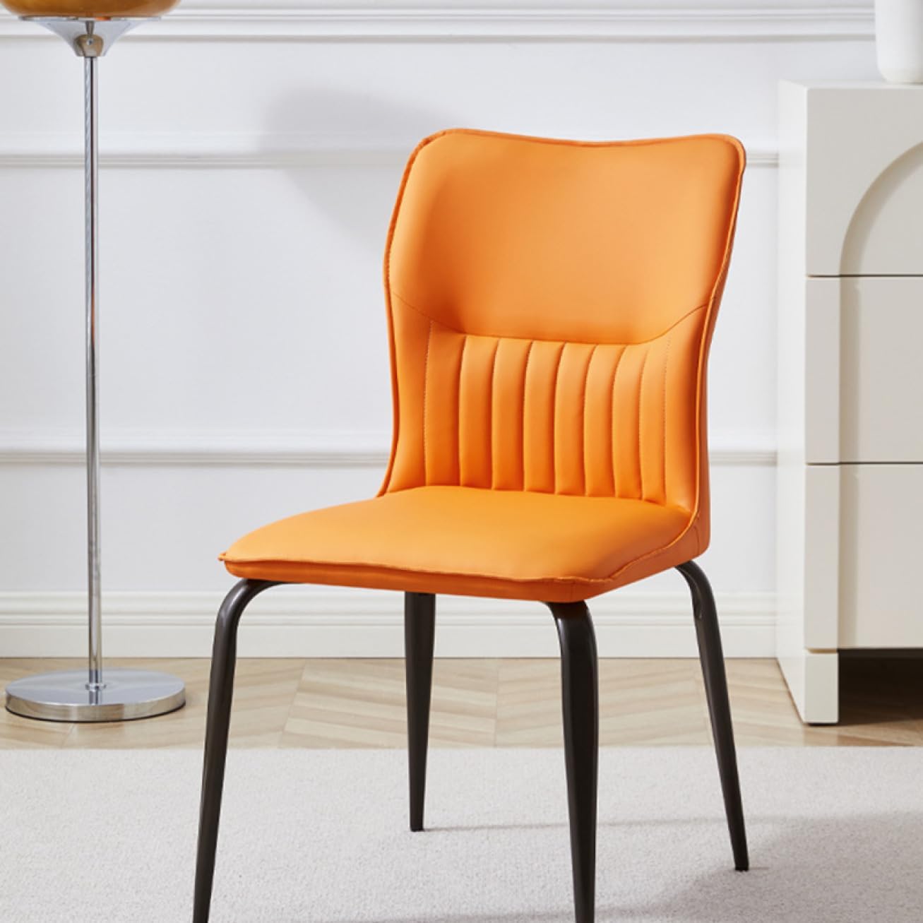 立体座面 デザインチェア 43*44*85 ダイニングチェアー オレンジ リビングチェアー チェア おしゃれ ウレタン クッション ビンテージ PUレザー 合皮 レザーチェア デスクチェアー ワークチ