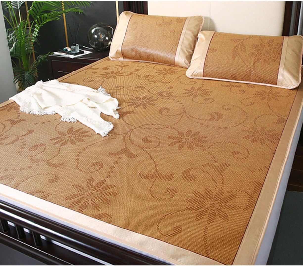 敷パッド 籐藁マット 竹マット 180*200 夏 ベッドスリーピングパッド サマーマット 籐 通気性 クール ..