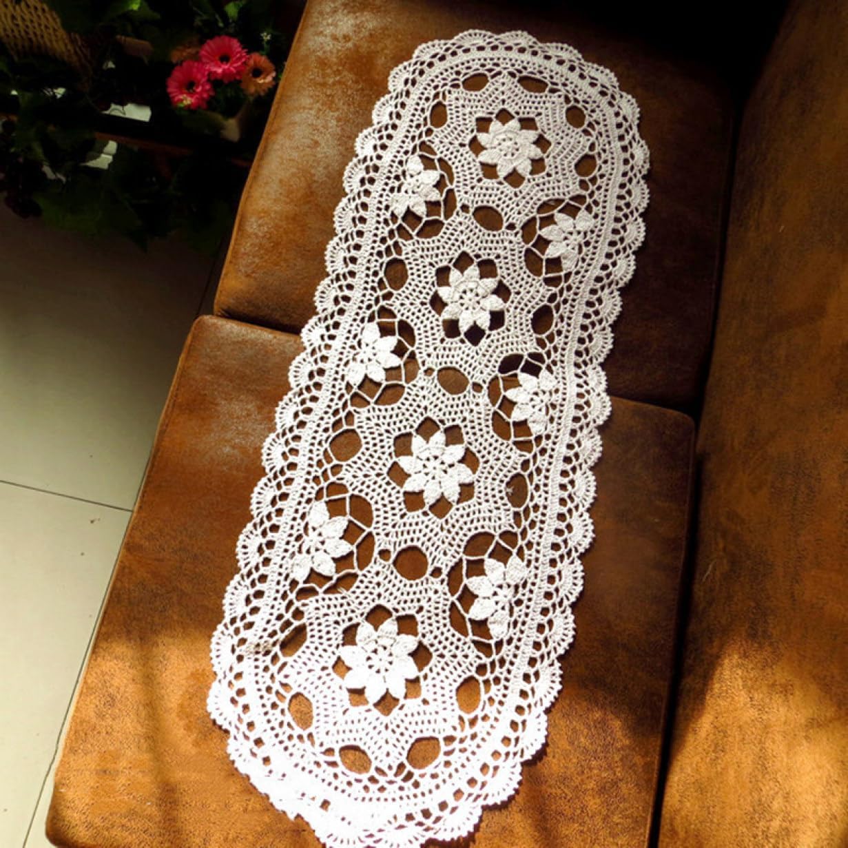テーブルランナー テーブルクロス センタークロス 30×50-70cm クロシェットフラワークロシェットライン..