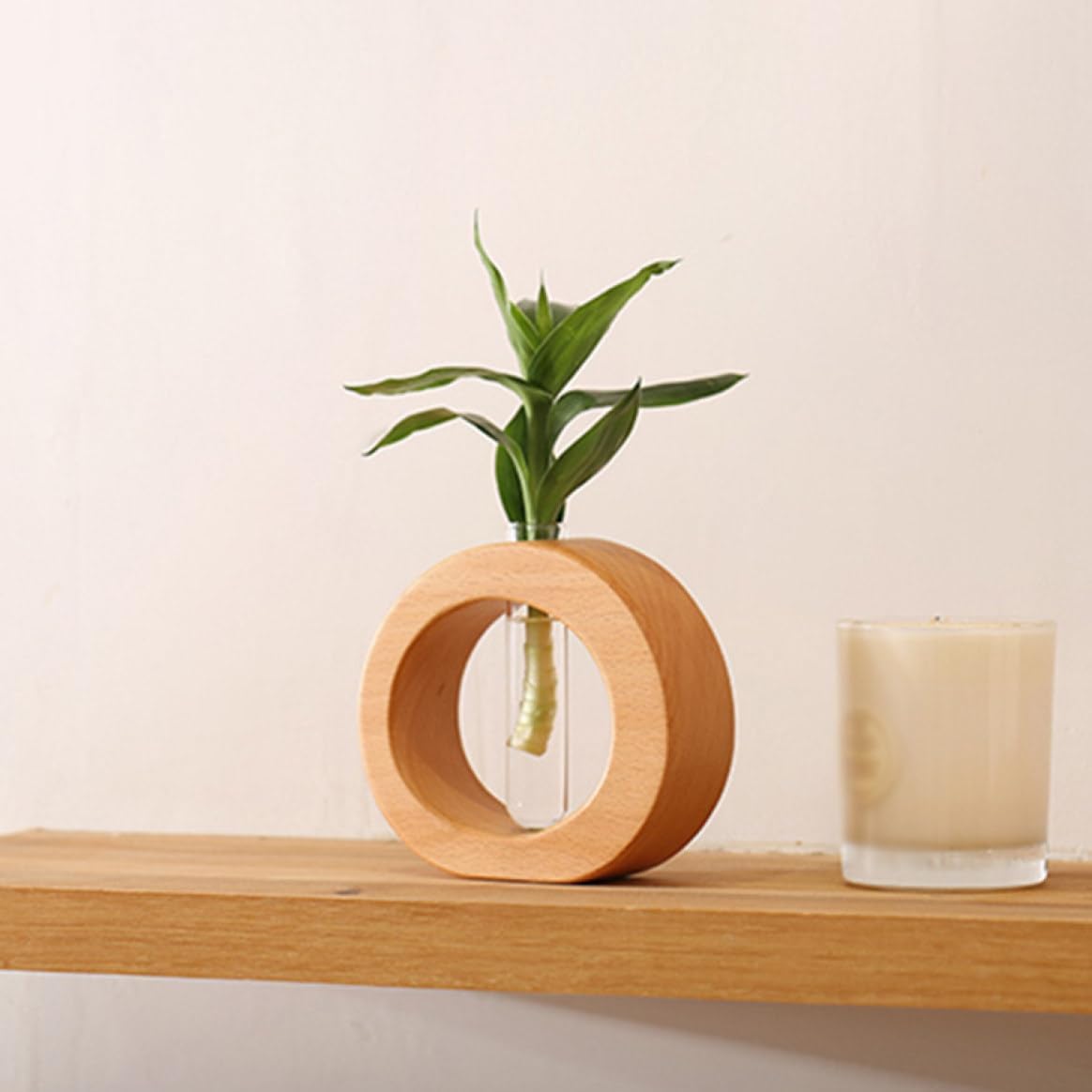 一輪挿し花瓶 試験管花瓶 ガラス製 カラー1 卓上花瓶 ミニ花器 木製スタンド H11.6cm 水栽培 試験管ガラス花瓶 透明 水耕栽培花瓶 かわいい 北欧 生け花 家の装飾 置き物 玄関 廊下 装飾