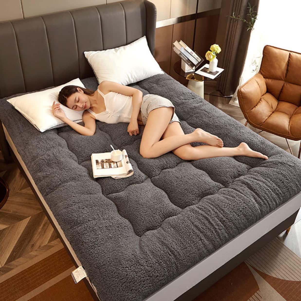 発熱 中綿入り しきぱっと 敷きパッド シングル 冬 フランネル 洗える タイプ 保温 防寒 90*190 春秋冬..