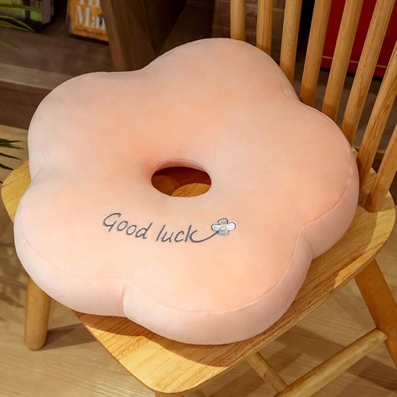 花柄座布団 ドーナツ形 穴付き かわいい ざぶとん 椅子のクッション お昼寝 いす用 シンプル 高弾力 抱..