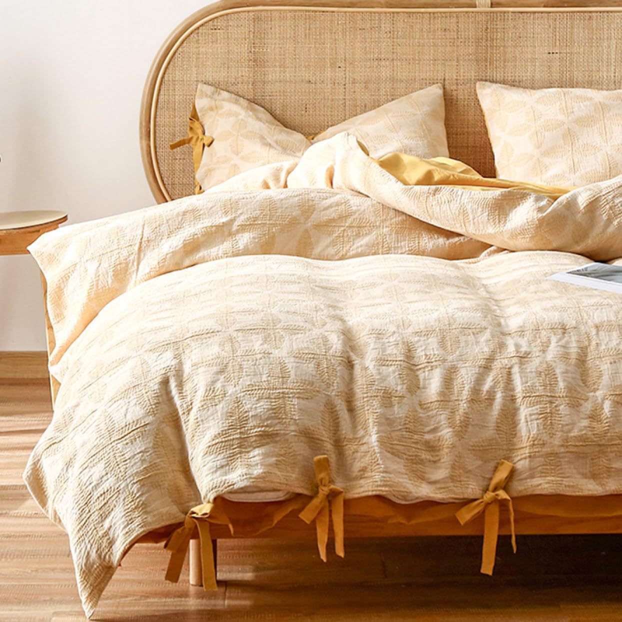 掛けふとんカバー 綿 寝具 おしゃれ 春夏 洗える イエロー コットン 寝具カバー 洋式・和式兼用 枕カバ..