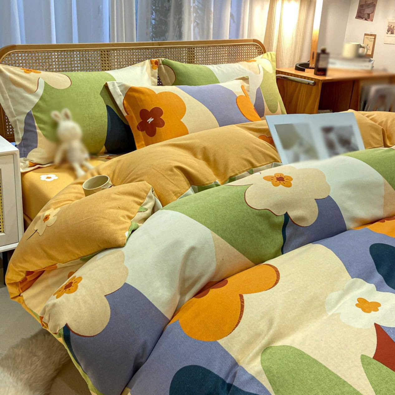 掛け布団カバー 布団カバー シングル A1.2M 綿混 掛ふとんカバー ヒモ付き ピーチスキン加工 01布団カ..