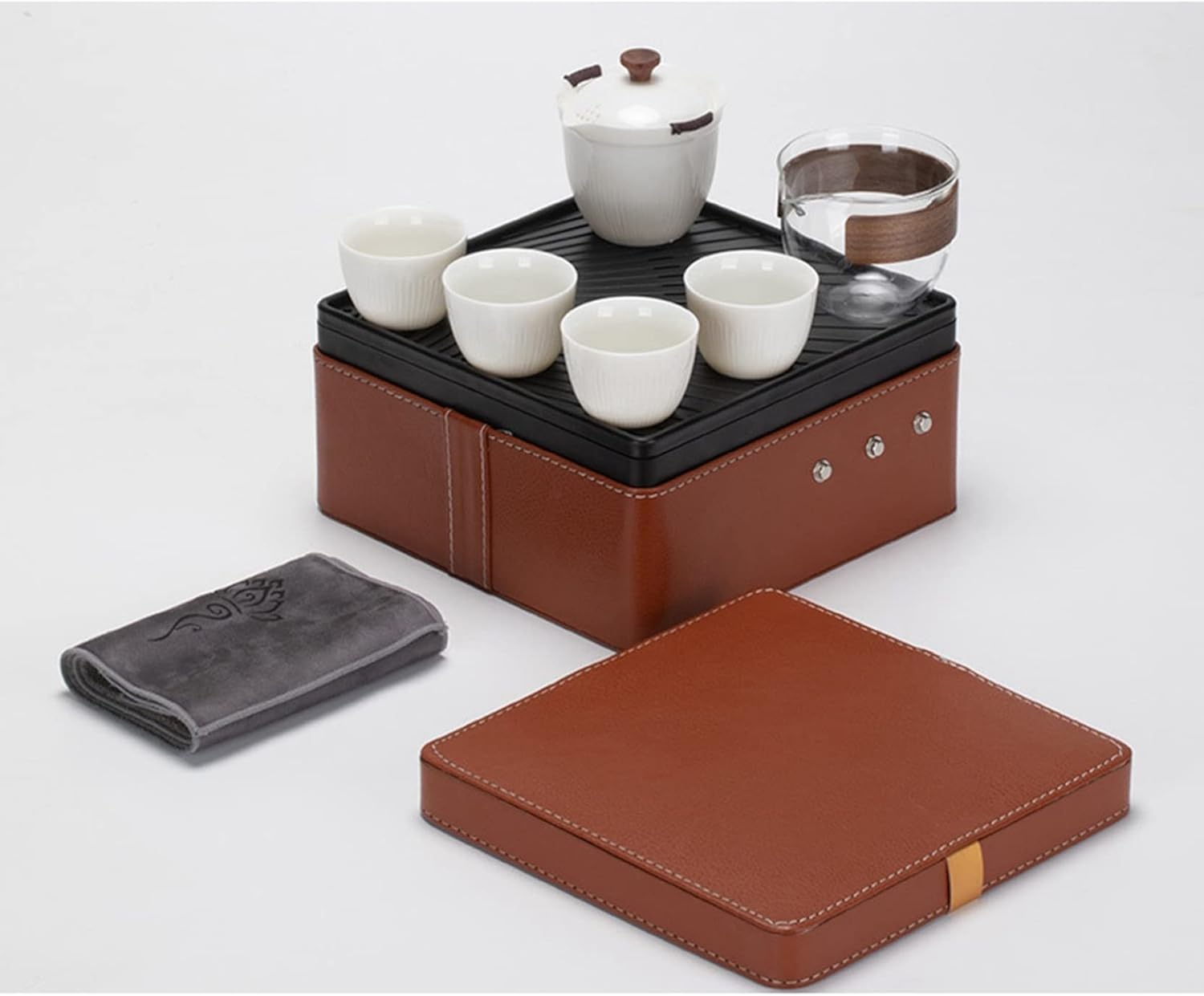 中国茶器セット 茶器揃 茶皿 陶器製 旅行茶具 携帯用セット 耐熱 上品 コンパクト 手作り 茶入 湯飲み ..