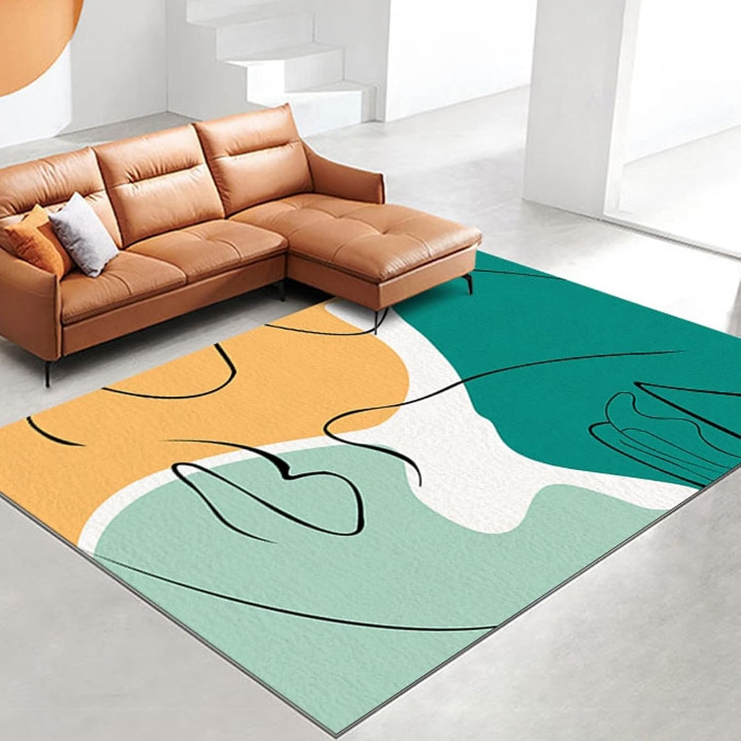 ラグマット 抽象的 北欧 INS風 インテリア カーペット 踏み心地良い 柔らかい 低反発 触さよい 冷房対策 床保護 吸水 防音 滑り止め付 洗える 掃除ラクラク オールシーズ リビングマット 室内