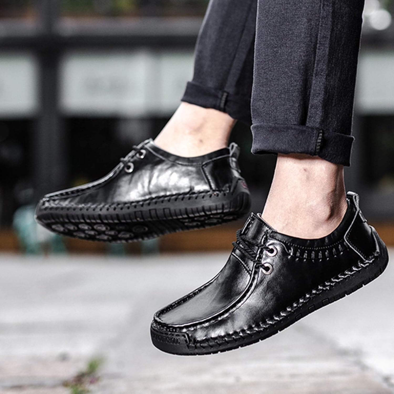 ドライビングシューズ メンズ レースアップ 革靴 通気 オフィス 大きいサイズ 歩きやすい モカシン 疲れにくい 柔らかい スリッポン 春 夏 フラットシューズ 通勤 カジュアル 運転靴 滑り止め 二