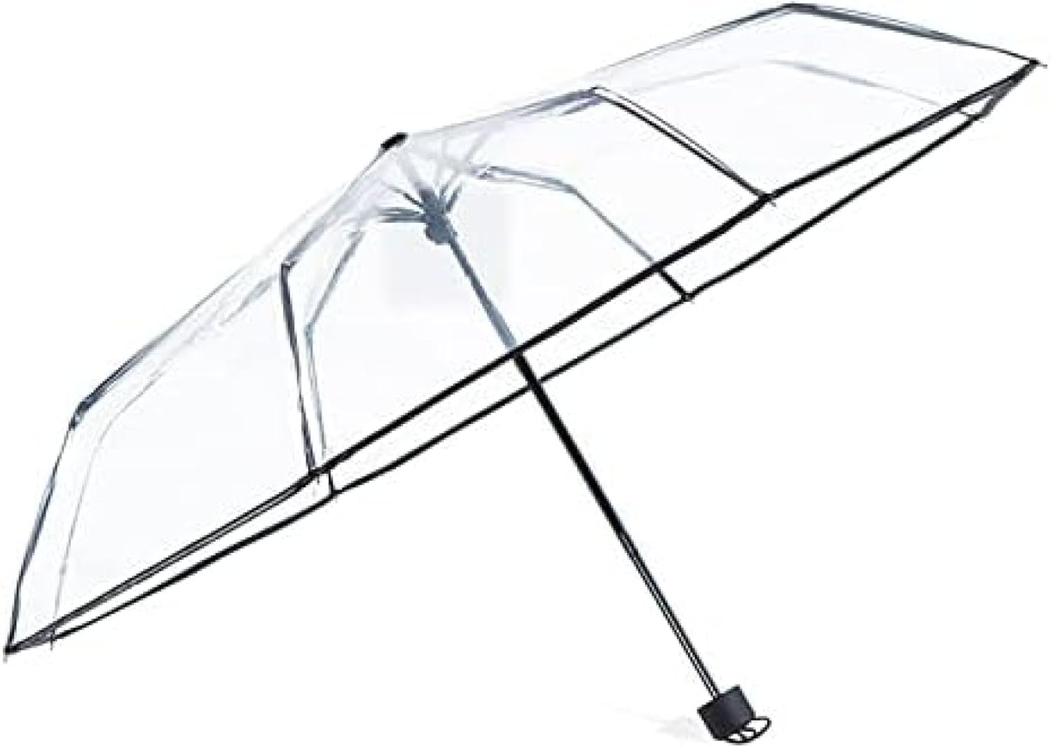 折りたたみ傘 携帯用 三つ折り 女性 透明 傘 手動開閉 8本 耐風 カラビナ付き EVA 透明 グラスファイバー製な親骨 防風旅行傘