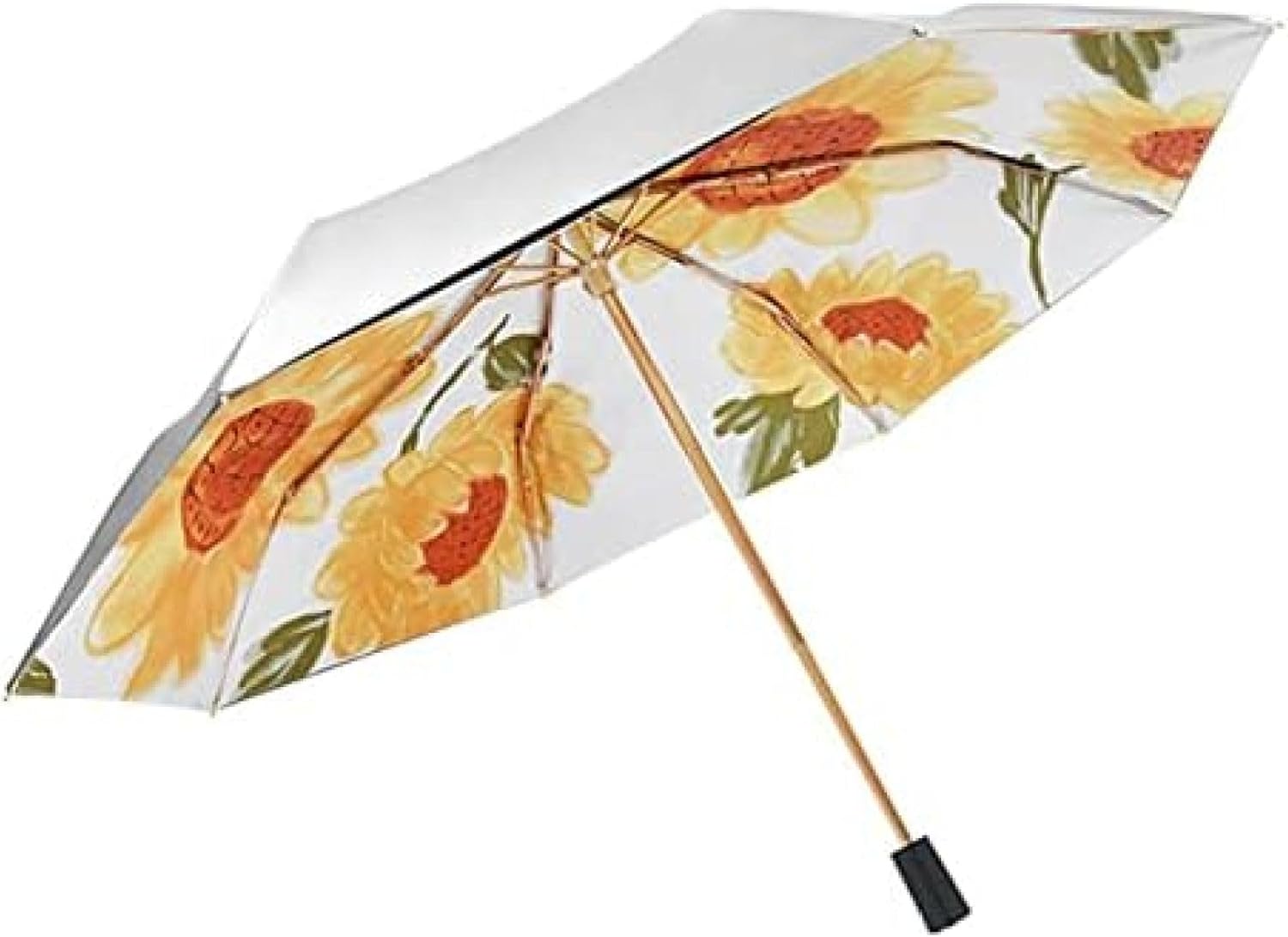 折りたたみ傘 日傘 折りたたみ 晴雨兼用 8本骨 軽量 UVカット 紫外線遮蔽率99% UPF50+ 撥水耐風 手動開閉 折り畳み 台風対応 収納ポーチ付き ひまわり レディース