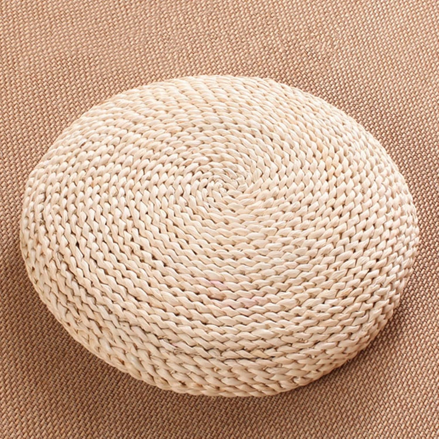 日式 座布団 シートクッション 瞑想 座禅 和室 ダイニング わら編み 厚さ6-10cm 体圧分散 高反発 オールシーズン 抗菌防臭 通気 直径30cm 丸型 クッション フロアクッション