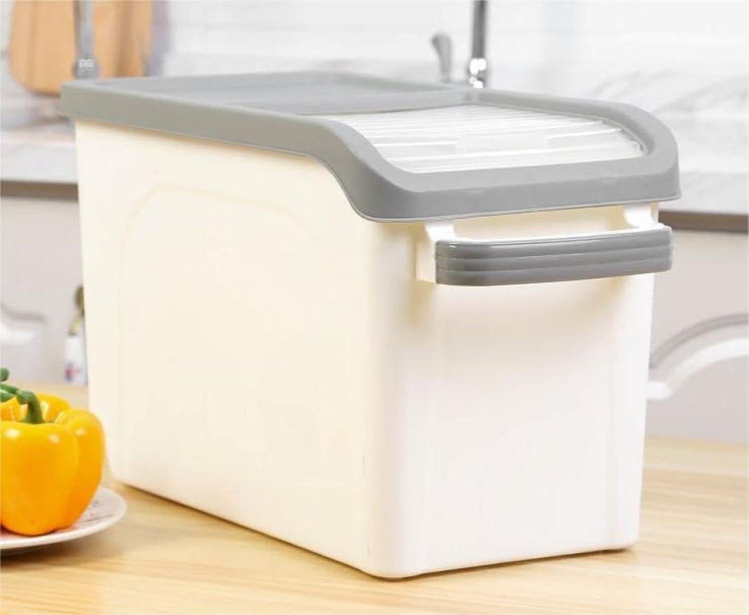 家庭用 和風 プラスチック プーリー付き 家庭用キッチン お米収納ボックス ライスボックス 虫除け ライ..