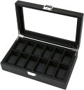 腕時計収納ケース 12本用 コレクションケース 腕時計収納ボックス ディスプレイ ウォッチボックス PUレザー製 腕時計ケース 保管ボックス カーボンファイバー...