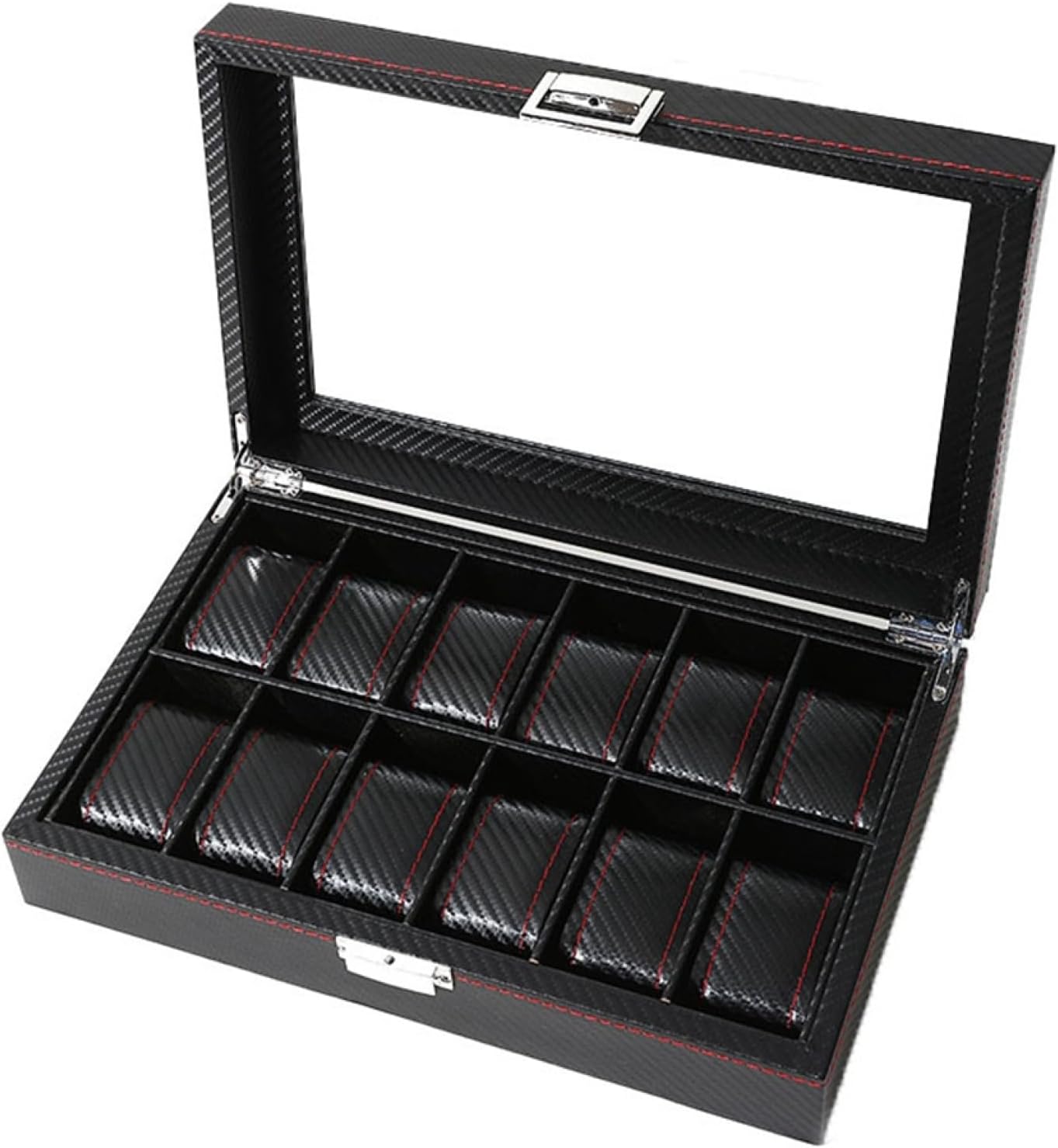 腕時計収納ケース 12本用 腕時計ボックス コレクションケース ディスプレイ 時計保管 ウォッチボックス PUレザー アクセサリーケース ジュエリー カーボンフ...