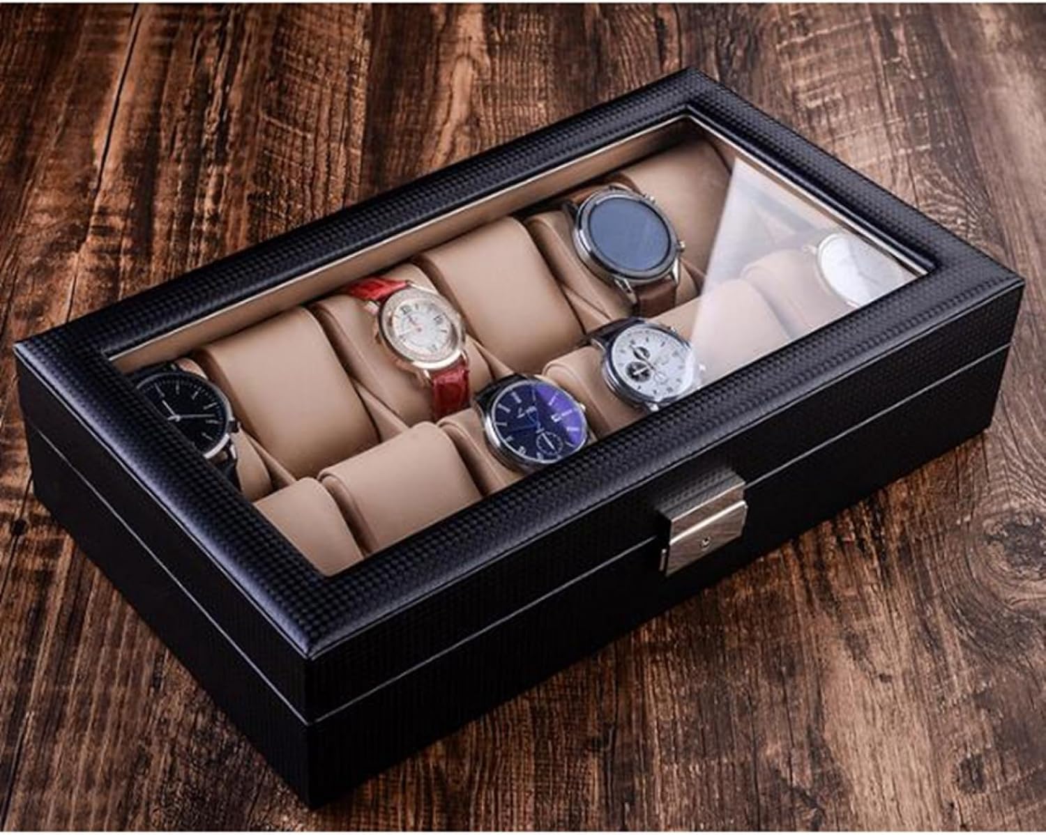 腕時計収納ボックス 12本 腕時計収納ケース コレクションケース ウォッチボックス カーボンファイバー アクセサリーケース PU製 ディスプレイケース かっこい...