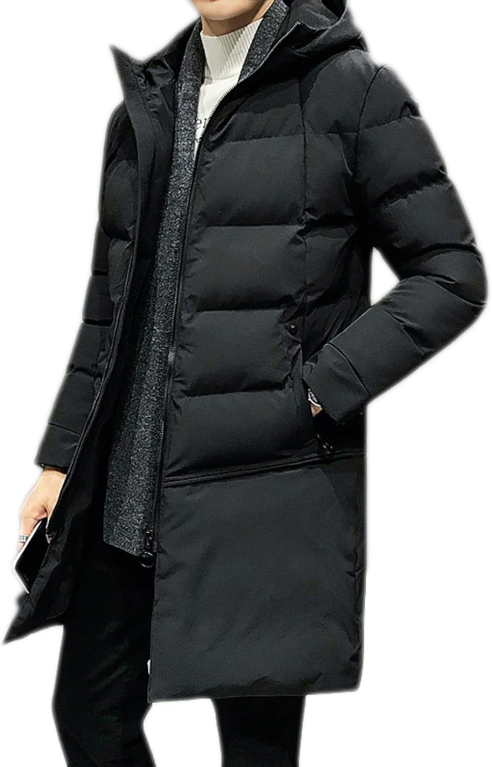 楽天GOTO funny 楽天市場店冬服 ダウンジャケット 中綿 ダウンコート メンズ 男性 無地 立襟 冬物 フード付き ポケット 防寒対策 暖か ロング丈 厚手 ウオーキング フェザー 大きいサイズ ジャケット 普段使い 釣り ウオ