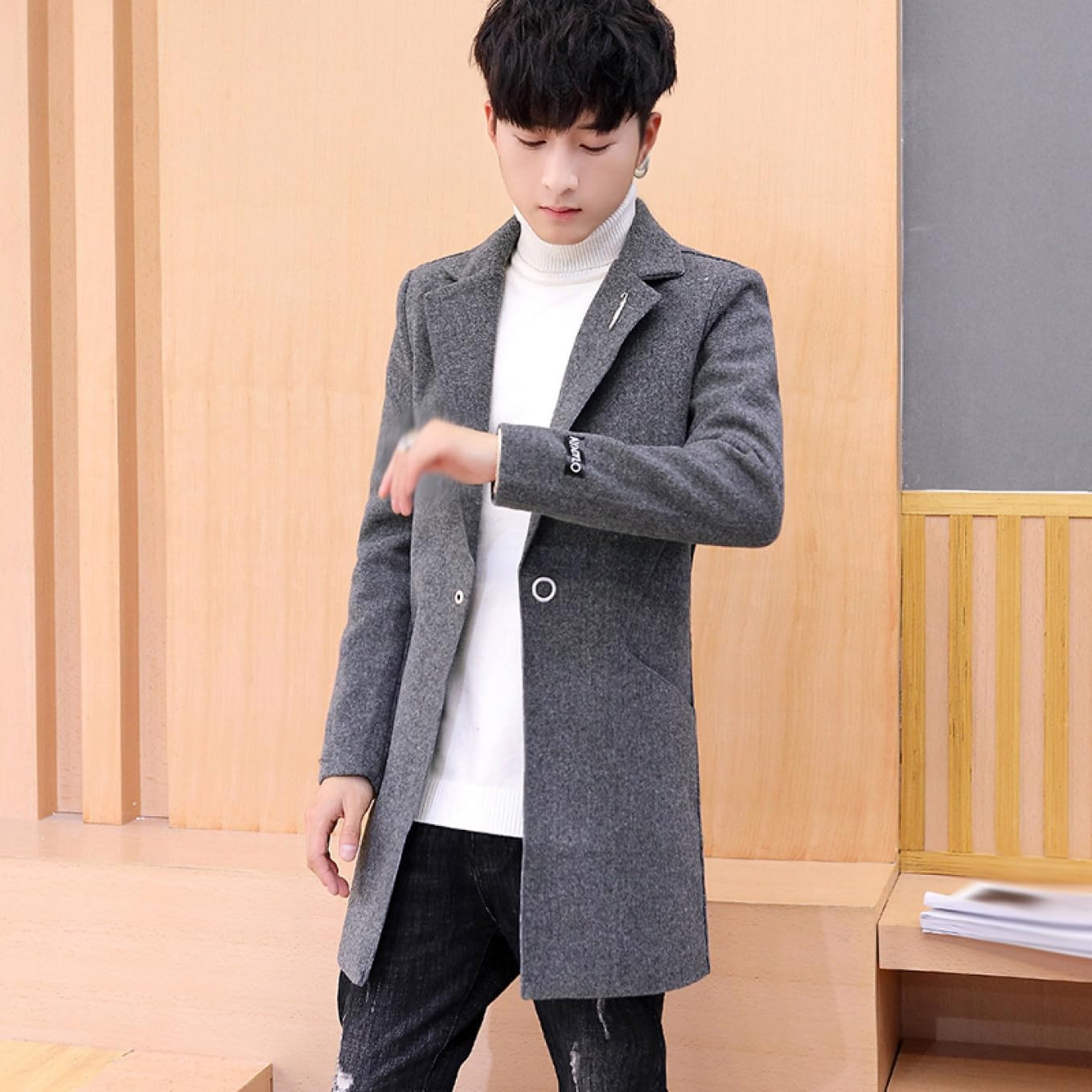 チェスターコート メンズ コート ロングコート チェック柄 テーラード 男女兼用 スプリング 春服 秋冬服 ロング丈 ビジネス 防風 厚手 暖かい 防寒 通勤通学 ラシャ ツイード ロング ジャケット