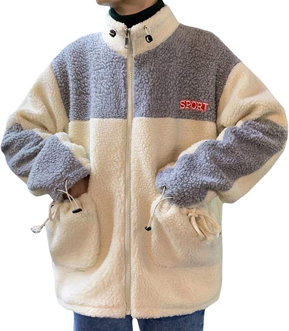 ボアジャケット メンズ ボアブルゾン パーカー 大きいサイズ ジャケット もこもこ 厚手 アウター ファッション ゆったり コート ボア 切り替え パーカー