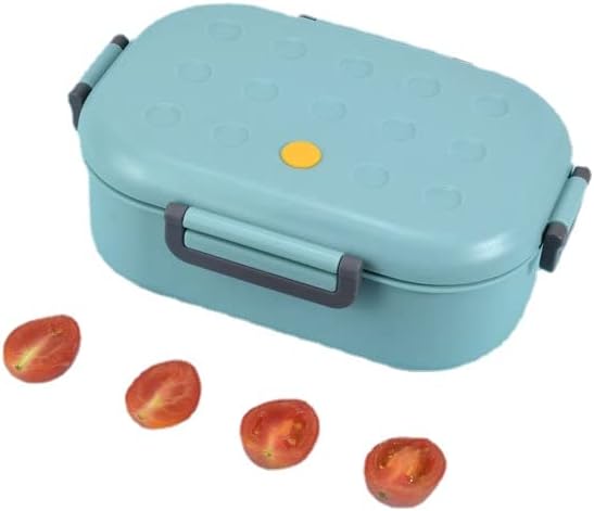 子供の学校のお弁当箱漏れ防止携帯弁当箱電子レンジ弁当箱学生サラリーマン通勤弁当学生弁当箱4ボタン密封PP食品グレードのプラスチック弁当箱 (Blue)