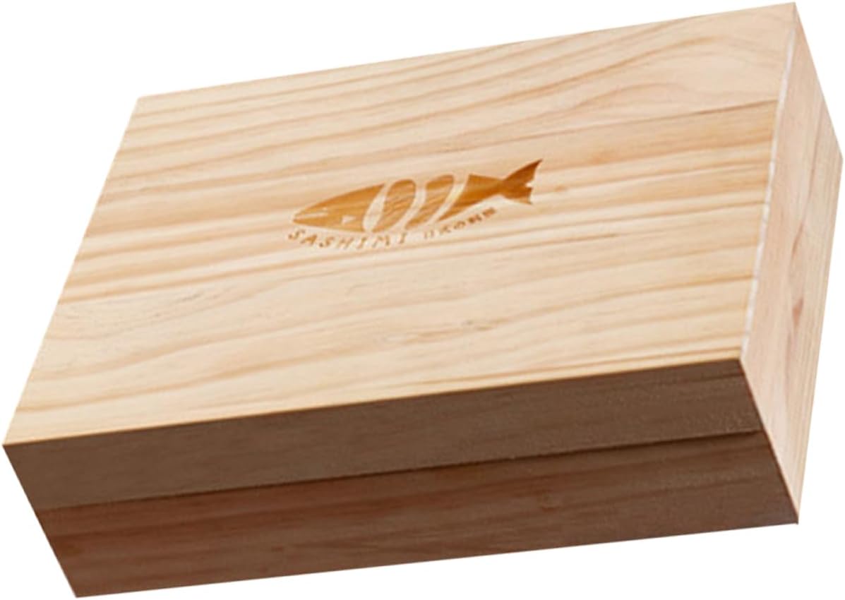 1 セット 和の食材木箱 日本の寿司トレイ 日本食容器 ふた付きデザート容器 日本の コンテナ 携帯寿司..